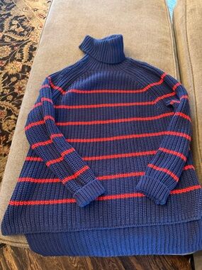 525 America Navy Turtleneck Sweater with Red Stripes